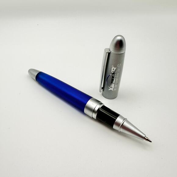 Xanax XR Blue Silver Cap Fine Point Silver Pharmaceutical Drug Rep Pen Med Ad - Picture 1 of 4